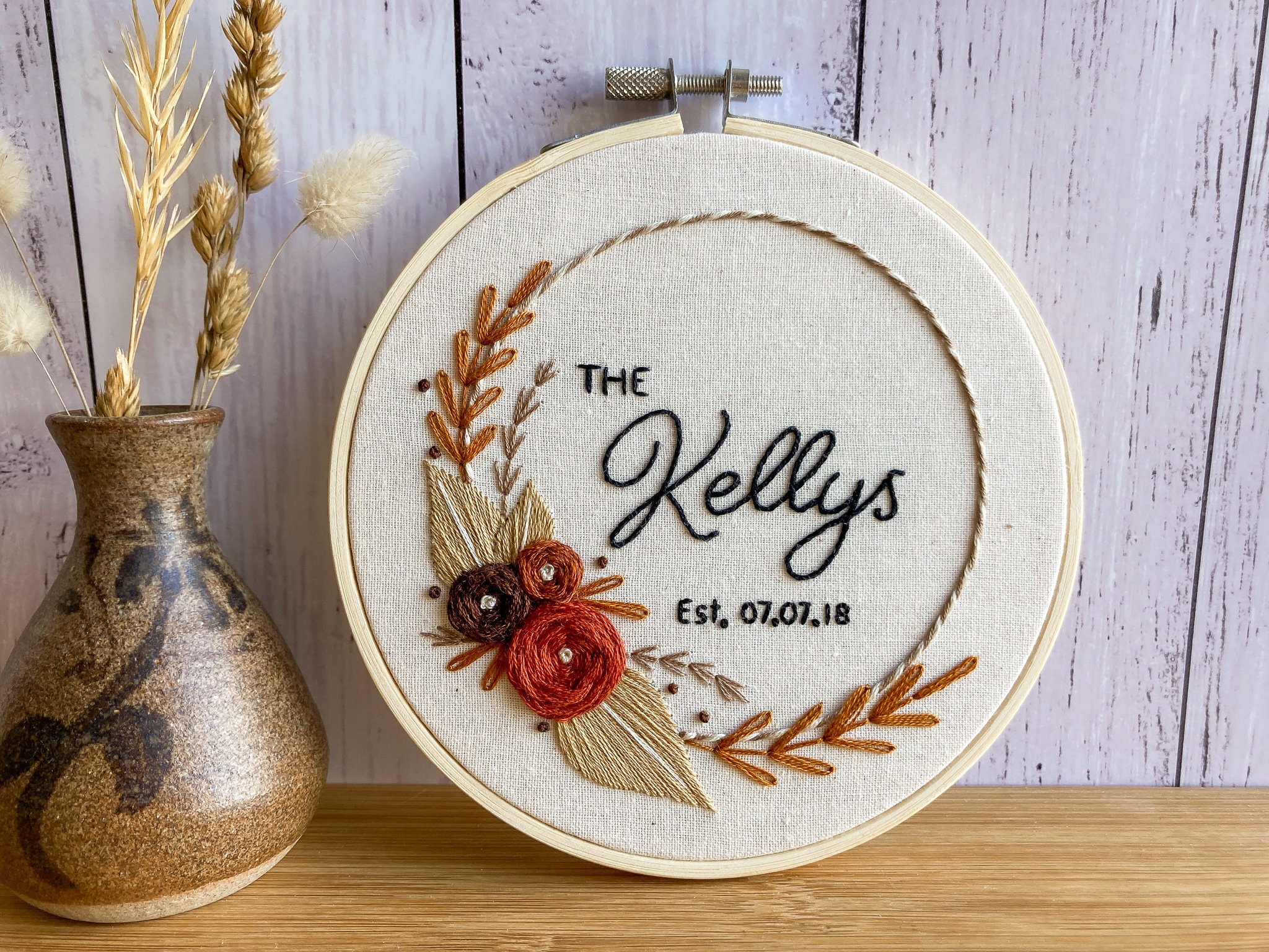 Customised Anniversary or Wedding Embroidery Hoop Pattern
