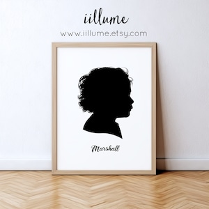 DIGITAL FILE Printable Profile Silhouette with name, Custom Silhouette from your photo, Silhouette Art, Printable Silhouette Portrait