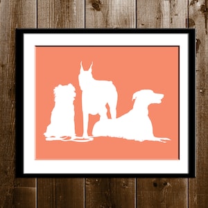Custom Pets Silhouette Portrait, Custom Gift, Pet Silhouette Art Print, Pet Portrait, Animal Pets Custom Silhouette Portrait from your Photo