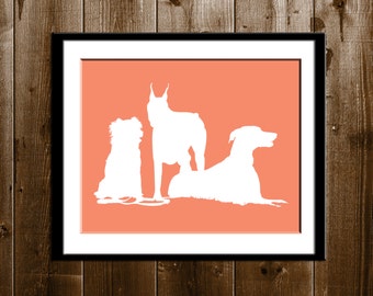 Custom Pets Silhouette Portrait, Custom Gift, Pet Silhouette Art Print, Pet Portrait, Animal Pets Custom Silhouette Portrait from your Photo