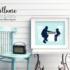 Custom Portrait Multi Color Father & Son or Daughter Silhouette with Props, Father&#39;s Day Gifts for Dad, Silhouette Portrait from your Photo