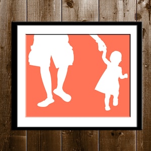 Custom Father Daughter Silhouette Portrait, Daddy Daughter Gift ...