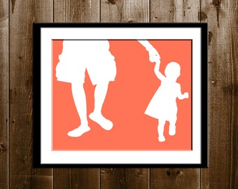 Custom Father Daughter Silhouette Portrait Daddy Daughter | Etsy
