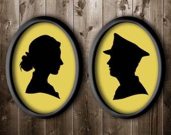 2 Traditional Profile Silhouettes, Bride & Groom Silhouette, Silhouette from your photo, Reception Decor Silhouette Art Silhouette Portrait.