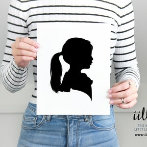 3 Traditional Profile Silhouettes, Personalized Christmas Gift, Siblings, Silhouette from your photo, Kids Room Decor, Silhouette Art image 3