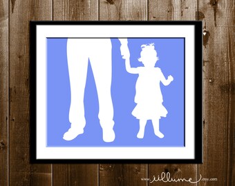 Custom Father Daughter Silhouette Portrait Daddy Daughter | Etsy