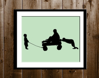 Custom Father and Sons Silhouette Portrait, Daddy Son Gift, Silhouette Art Print, Father Custom Silhouette Portrait from your Photo