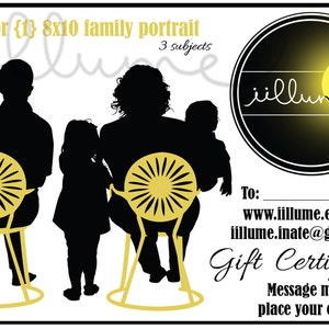 Cadeaubon voor 1 aangepaste silhouette print in 8x10 inch formaat inclusief verzending naar de VS, cadeaubon, silhouette art portret, familie cadeau
