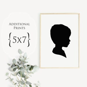 Returning Customers Additional Print in 5x7 inch size...Custom Silhouette Prints, Silhouette Portrait, Silhouette Wall Art
