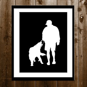 Benutzerdefinierte Hund Papa Silhouette Portrait, Custom Hund Geschenk, Pet Silhouette Kunstdruck, Pet-Porträt, personalisierte Hund Geschenk von Ihrem Foto