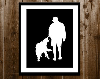 Custom Dog Dad Silhouette Portrait, Custom Dog Gift, Pet Silhouette Art Print, Pet Portrait, Personalized Dog gift from your Photo