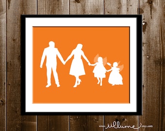 Custom Gifts for Her, Mother's Day Gift, Silhouette Portrait from your Photo, Family Silhouette Art Print, Parents and Children Silhouette