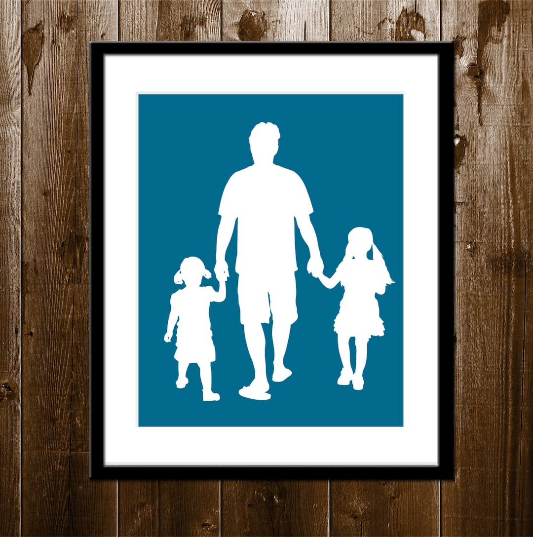 Custom Father Daughter Silhouette Portrait, Daddy Daughter Gift ...