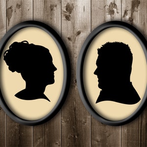2 traditionelle Profil-Silhouetten, Mann & Frau Silhouette, Silhouette von Ihrem Foto, Schlafzimmer-Dekor, Silhouette Art Silhouette Portrait.