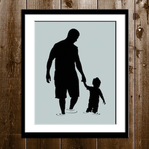 Custom Father&#39;s Day Silhouette Portrait, Daddy and Son Gift, Silhouette Art Print, Father Son Custom Silhouette Portrait from your Photo