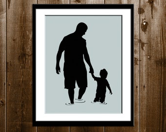 Custom Father's Day Silhouette Portrait, Daddy and Son Gift, Silhouette Art Print, Father Son Custom Silhouette Portrait from your Photo