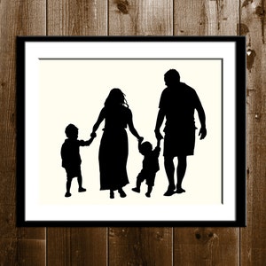Custom Silhouette Portrait from your Photo, Familly Silhouette Wall Decor, Silhouette Print, Parents and Children Silhouette Print