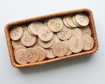 Blends & Digraphs | wooden coins | learn to read | spell words | spelling practice | phonics | phonetics | early reading | home school tool