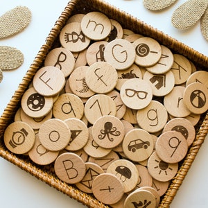 Monedas del alfabeto / MÁS VENDIDAS / alfabeto grabado, alfabeto magnético, alfabeto móvil, imanes de letras, juguete del alfabeto, educación en el hogar, Montessori