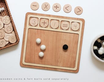 Math Board | early mathematics | addition tray | subtraction practice | subitize numbers | early learning tools | learn to add subtract