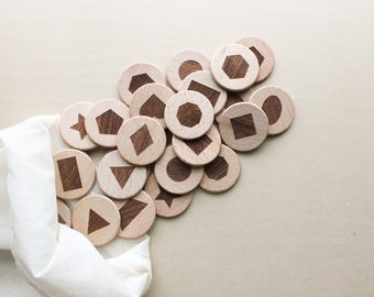 Wooden Shape Coins | Montessori Learning Toy, Shapes Practice