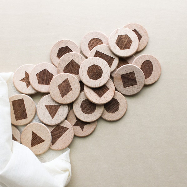 Wooden Shape Coins | learn shapes, practice shapes, shapes toy, shapes practice, wooden toy, toddler toy, toddler gift, preschool