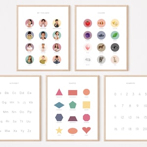 Impresiones educativas DESCARGAR / Conjunto de carteles de aprendizaje temprano / impresión de sentimientos, decoración de la sala de juegos, decoración de la habitación del niño, escuela en casa imprimible