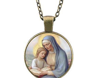 St. Anne - Catholic Necklace Medal Pendant Patron Saint Religious Jewelry