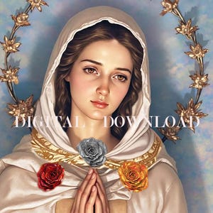 Rosa Mystica Virgin Mary Religious Art DIGITAL DOWNLOAD Custom