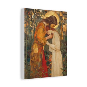 Healing Love - Christ Embracing Mary Magdalene Catholic Canvas Wall Art, Christian Decor