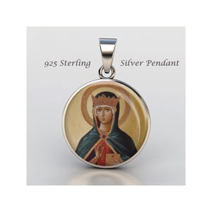 Saint Adelaide Religious Devotional sterling silver 925 Christian Medal Patron Pendant