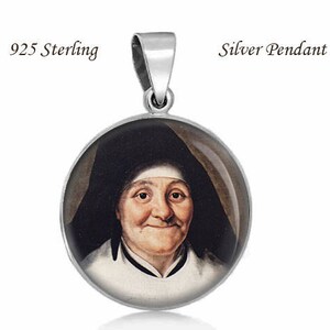 St Julie Billiart Patron Saint of sickness 925 Sterling Silver Round Pendant Religious Christian Medal
