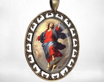 The Ascension of Jesus Catholic Medal Bronze Oval Pendant