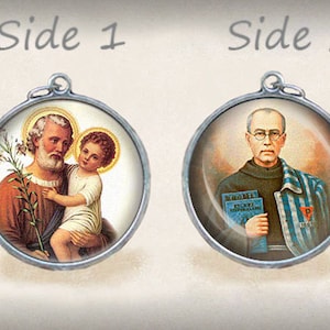 St. Joseph/St Maximilian Kolbe christelijk-katholieke medaille hanger/bedel dubbelzijdig. Dubbelzijdige omkeerbare medaille.