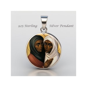 Saint Perpetua und Felicity religiöse Devotionalie Sterling Silber 925 Christian Medal Patron