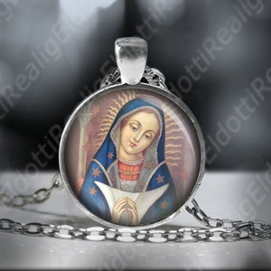 Virgin Mary Our Lady of Altagracia Catholic Necklace. Religious Medal Pendant.