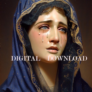 Nuestra Señora de los Dolores - Tristeza María Católica DESCARGA DIGITAL Impresión de Arte Religioso Cristiano