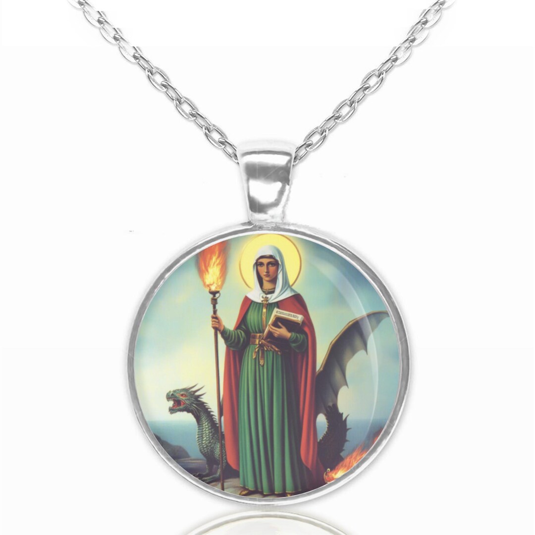 St Martha W Dragon Necklace Medal Patron Pendant - Etsy