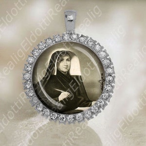 St Jeanne Elisabeth - Christian Catholic Medal Silver Tone Size 34x42mm