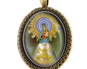 Our Lady of Pilar Pillar Virgin Mary Medal Catholic Bronze Tone Jewelry NEW