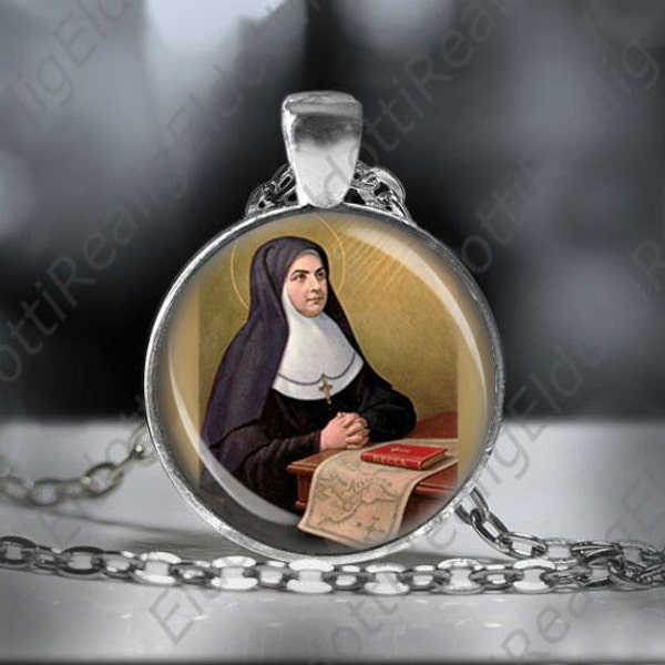 St. Maria Soledad Catholic Necklace Silvertone Medal Pendant Patron Saint Religious Jewelry