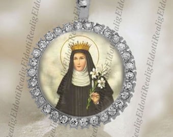 Bijoux religieux catholiques St. Patricia, sainte patronne, médaille pendentif cabochon