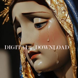 Our Lady of Sorrows Sorrowful Mary Tears Digital Art Printable – Catholic Artwork & Marian Devotion