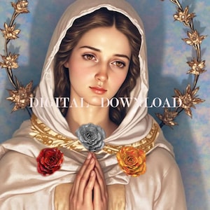 Rosa Mística Virgen María Arte Religioso DESCARGA DIGITAL Personalizada