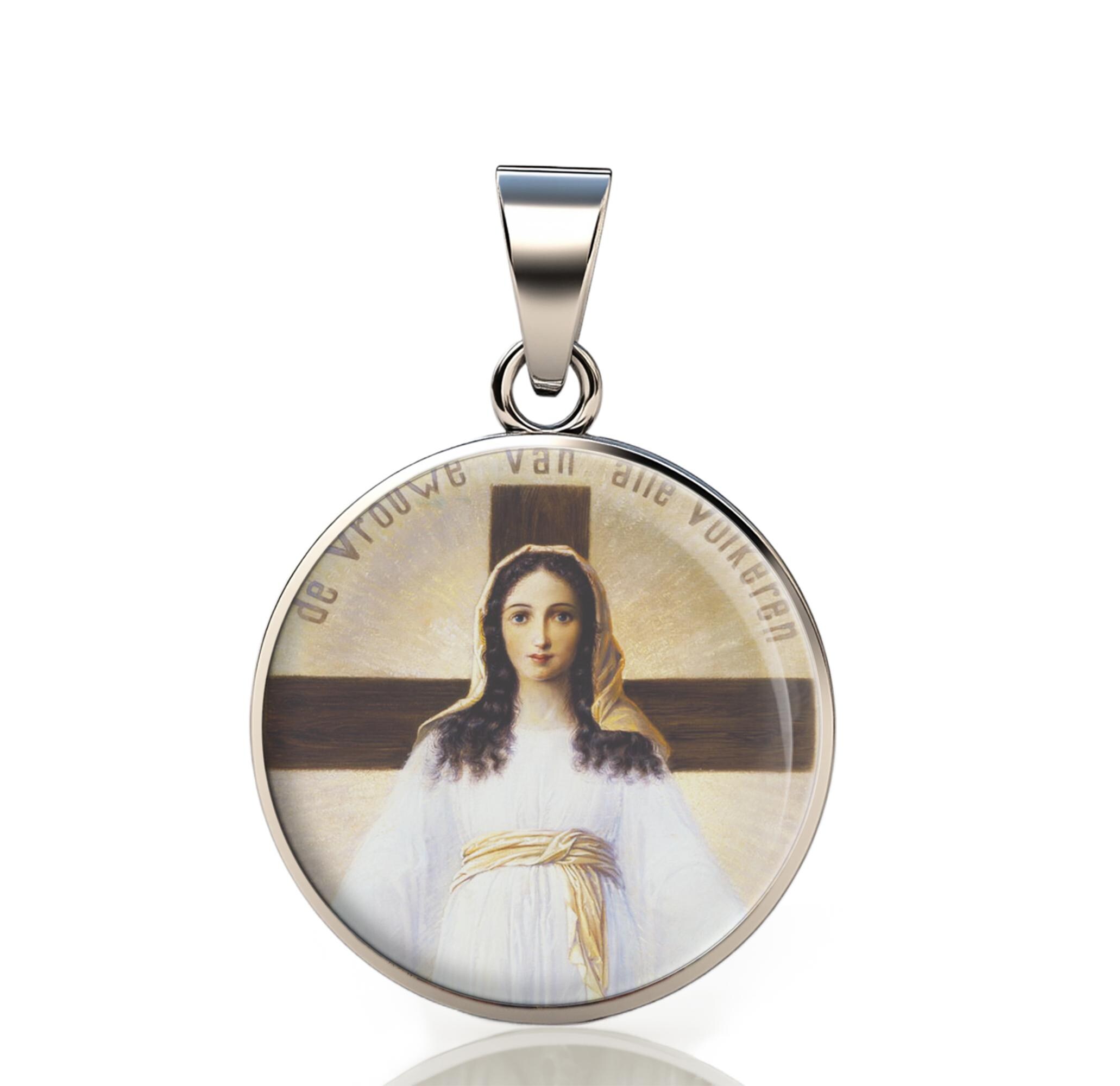 Our Lady of All Nations Sterling Silver Rosary - 16 Color  Our Lady of All Nations Sterling Silver Medal main image 2