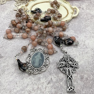 Our Lady of Graces Sunstone beads Catholic Mary Rosary | Our Lady of Miraculous Rosary