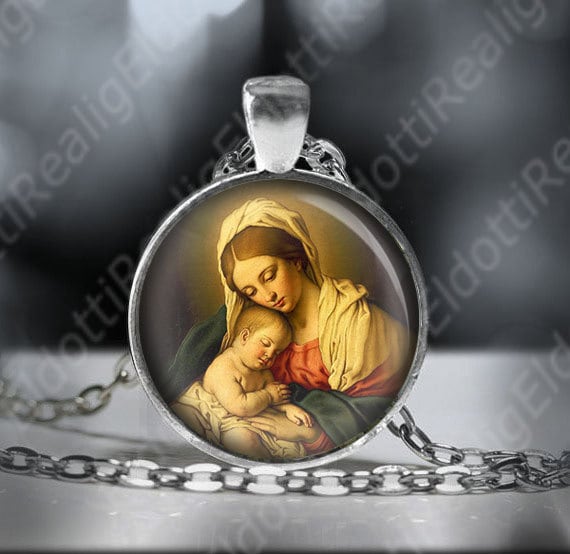 Blessed mother mary necklace discount