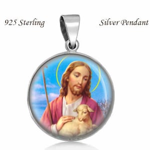 Jesus Christ with Lamb 925 Sterling Silver Pendant