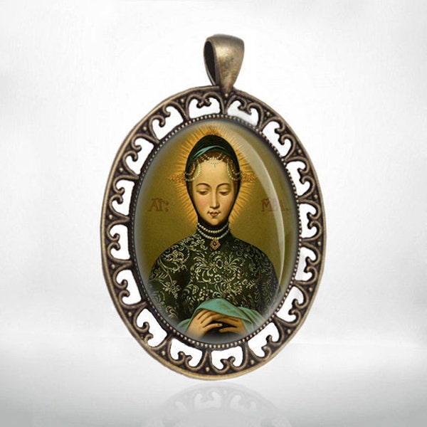 Black Dress Virgin Mary Christian Catholic Medal Madonna Trier Pendant Bronze Religious Jewelry