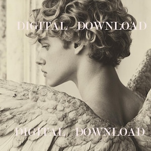 Guardian Angel Black White Print | Religious Art Digital Download | Spiritual Decor for Home & Office | Instant Wall Art